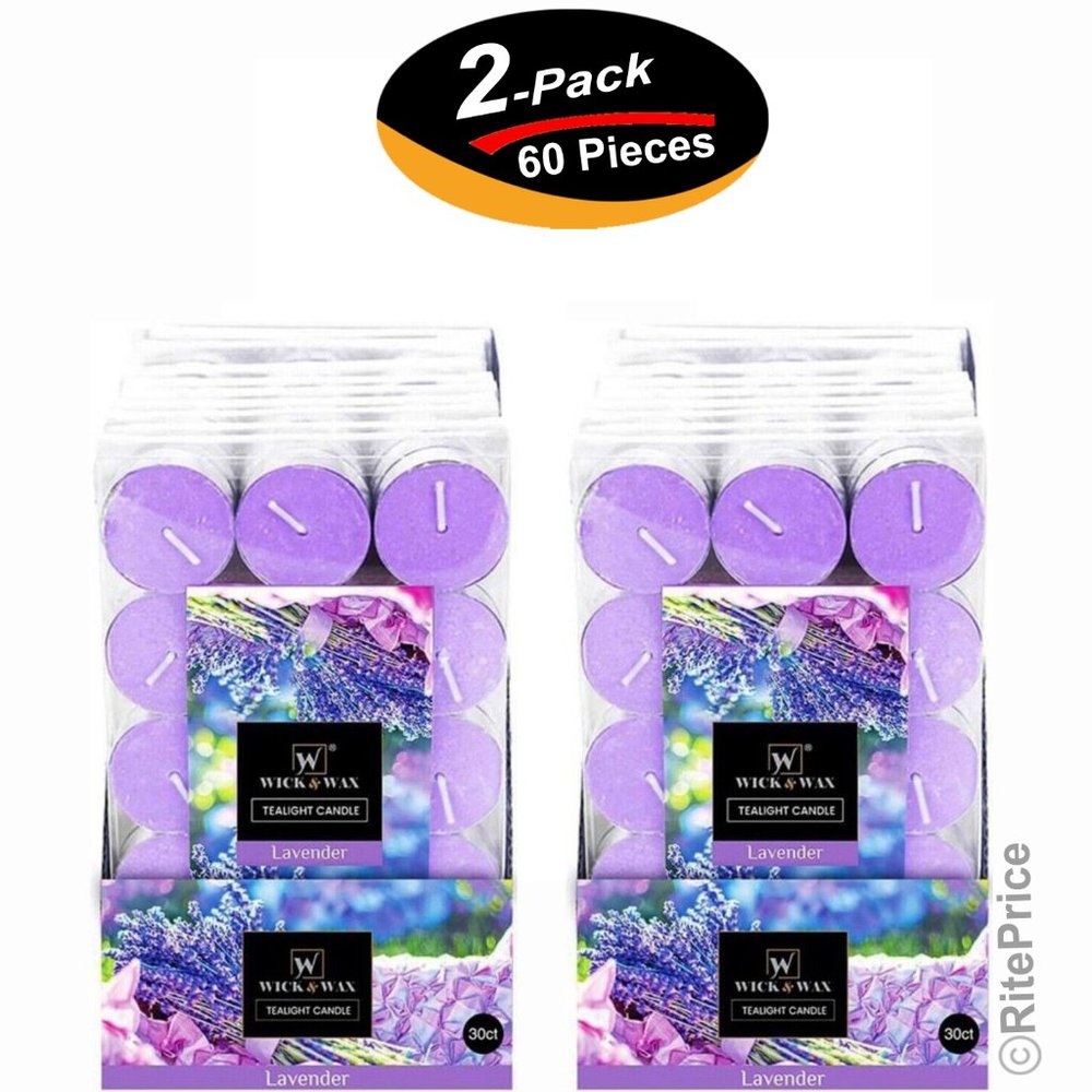 60PCS Lavender Tealight Candles Highly Scented w/ Essential & Natural Oil (2 Pk)